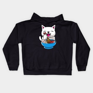 Kawaii Cat Ramen Bowl Funny Anime Noodles Kitty Kids Hoodie